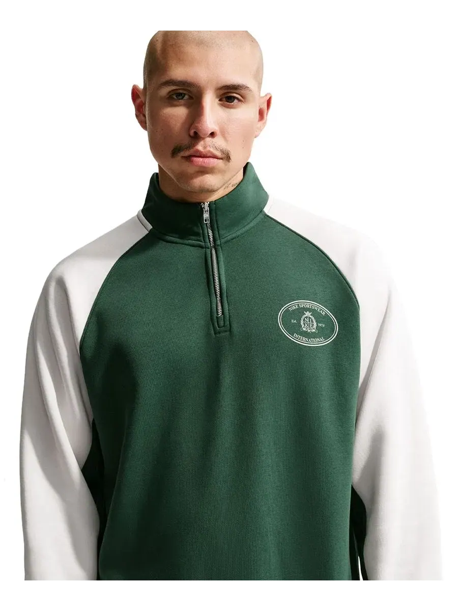 Мужской топ-полузастежка из флиса Nike Sportswear Club, Fir/Phantom — изображение 2 из 10