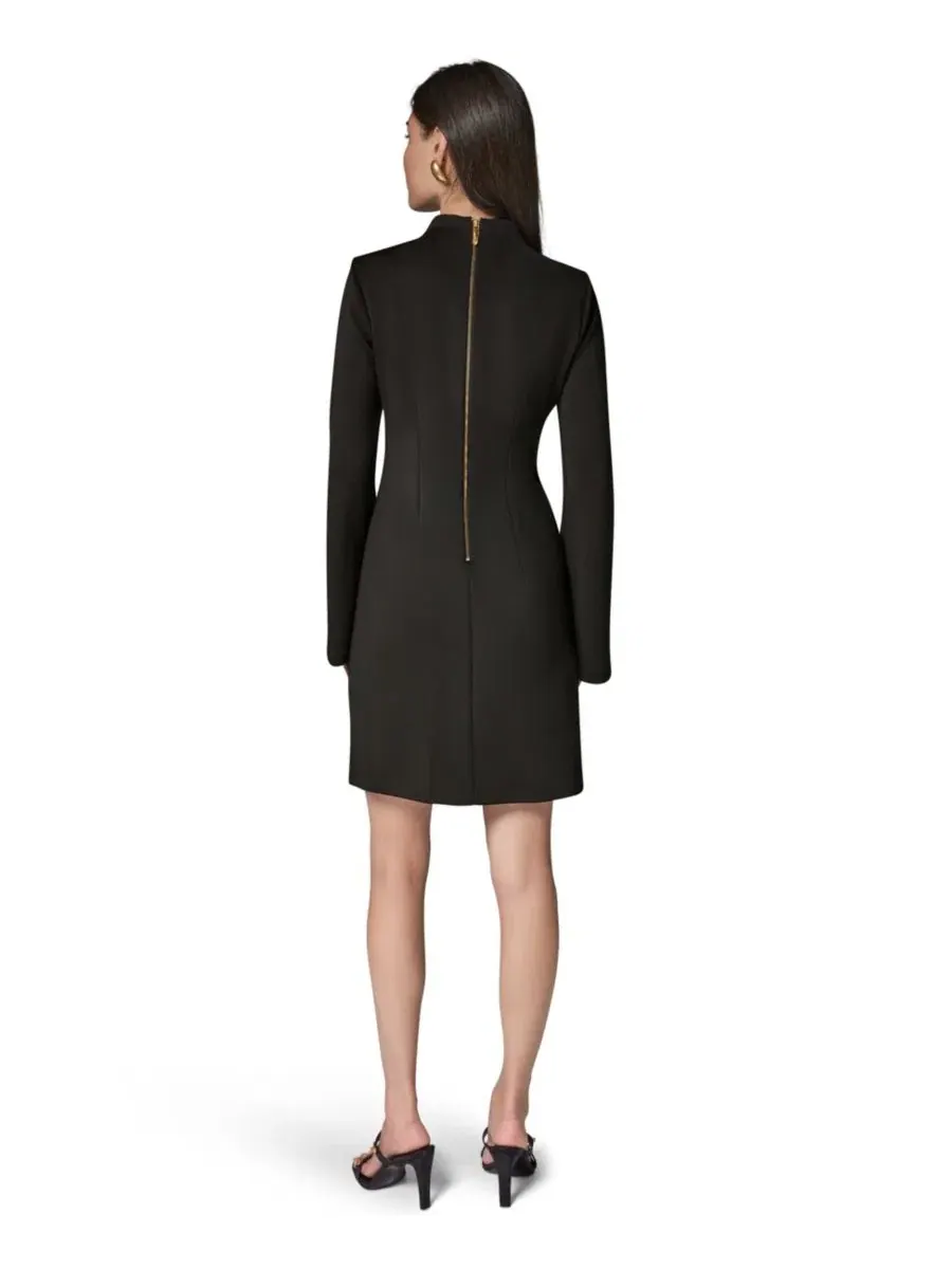 Платье мини с воротником-стойкой и рукавами-колокол Donna Karan New York — изображение 5 из 7, черный черный