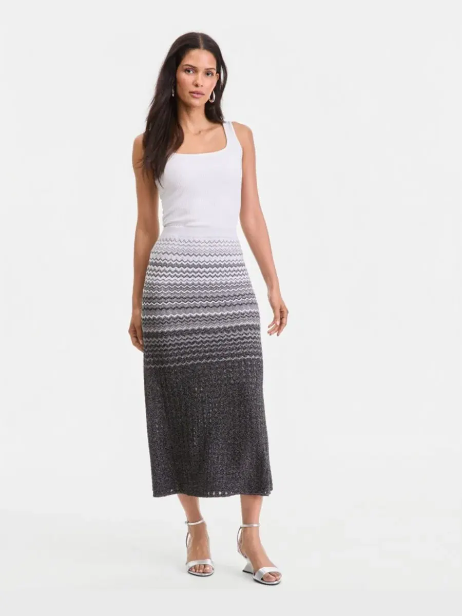 Комплект из топа без рукавов с омбре-полоской и юбки-миди, модель Ombre Stripe Sleeveless Sweater & — изображение 3 из 4