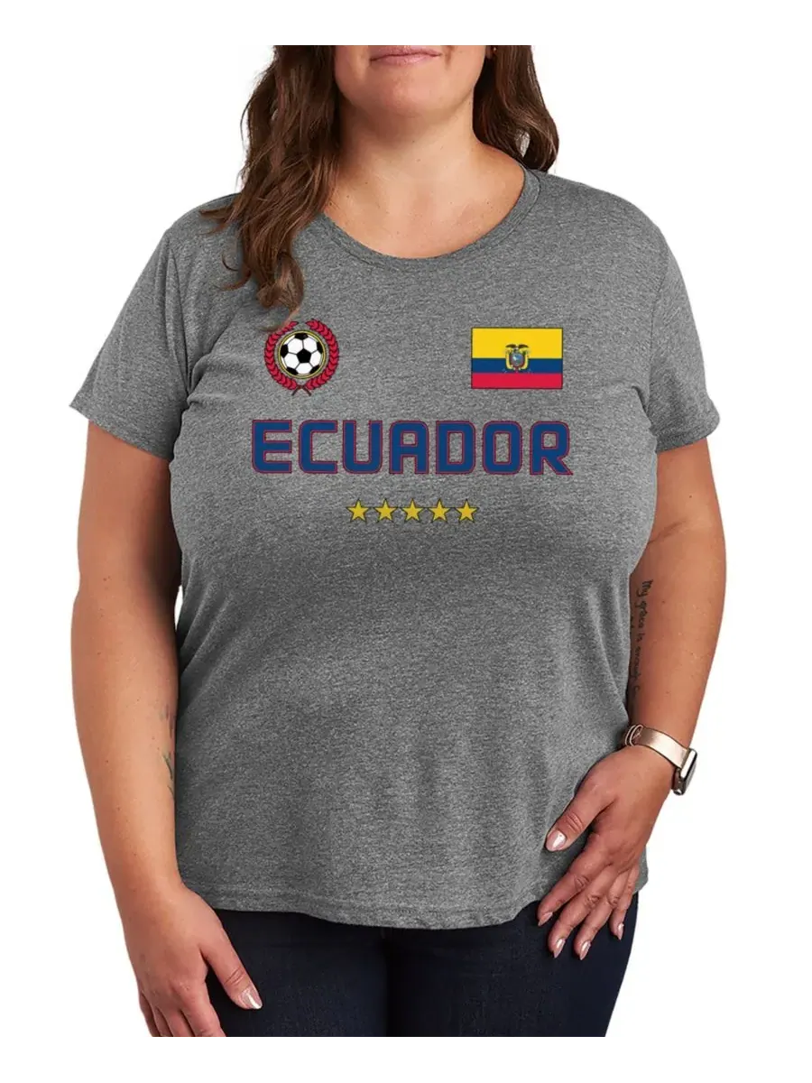 Футболка с графическим принтом Plus Size Ecuador Soccer Hybrid Apparel — изображение 1 из 3, серый