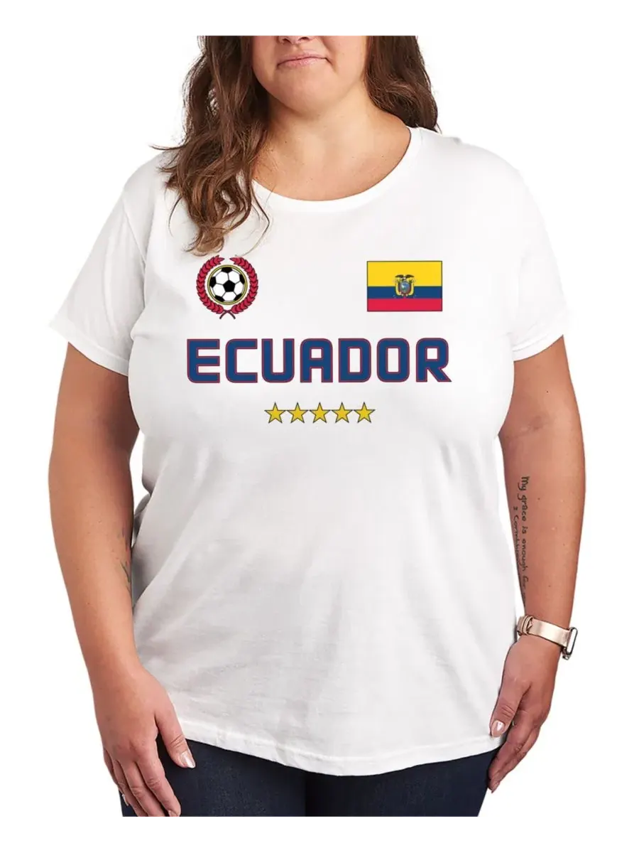 Футболка с принтом Ecuador Plus Size White Hybrid Apparel — изображение 1 из 3, белый