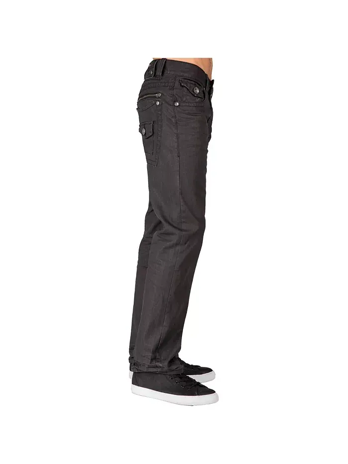 Мужские джинсы Relaxed Straight Leg Premium Denim черные с покрытием в ретро-стиле, с молниями и — изображение 3 из 3