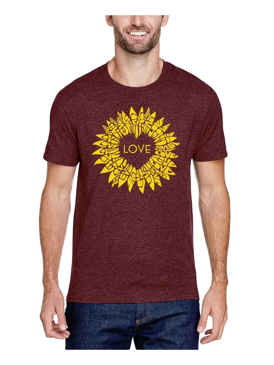 Футболка с принтом Love Sunflower LA Pop Art — изображение 1 из 3, бордовый