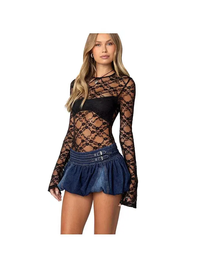 Женское боди Colette Sheer Lace Edikted — изображение 2 из 3, черный