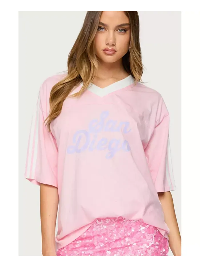 Женская футболка San Diego oversize Edikted — изображение 1 из 5, розовый