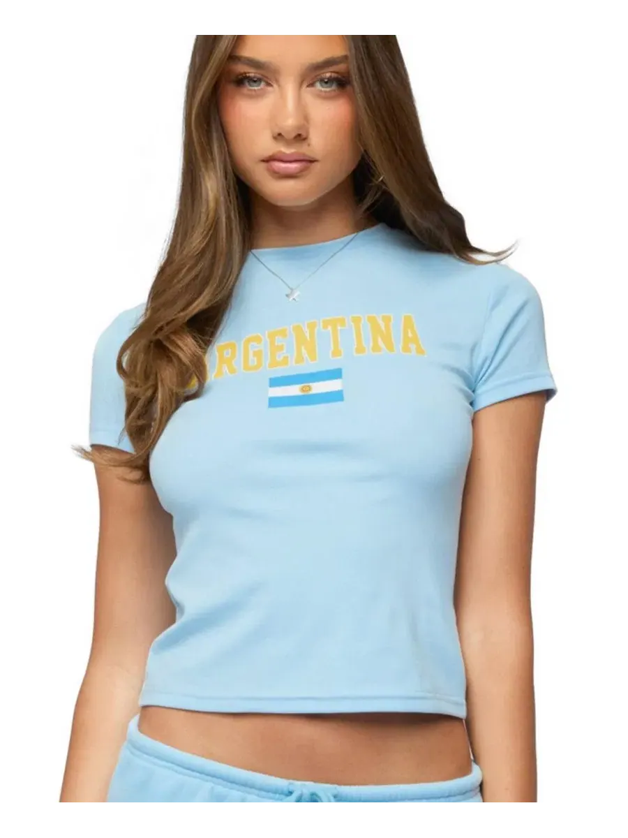 Футболка с принтом Argentina Edikted — изображение 1 из 5, светлый-синий