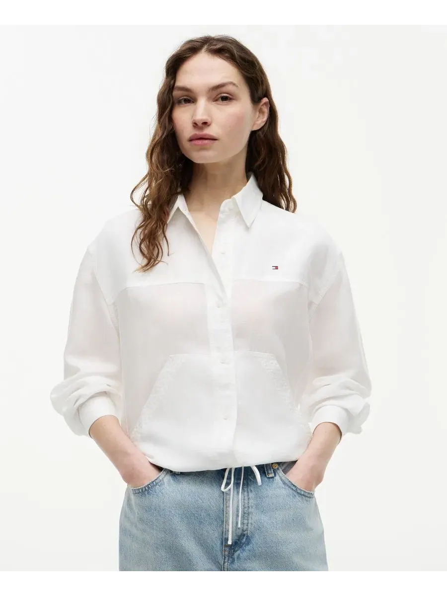 Рубашка женская с длинным рукавом, с завязкой спереди Tommy Hilfiger