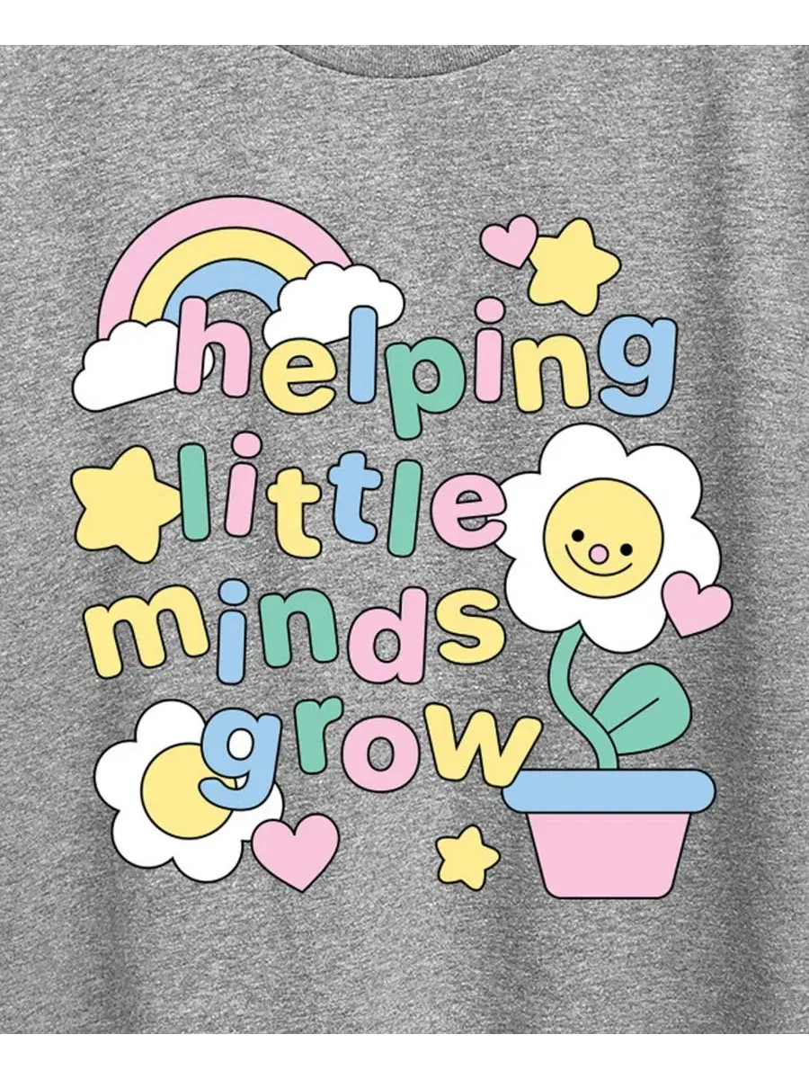 Футболка с принтом Helping Little Minds Grow Hybrid Apparel — изображение 3 из 3, серый