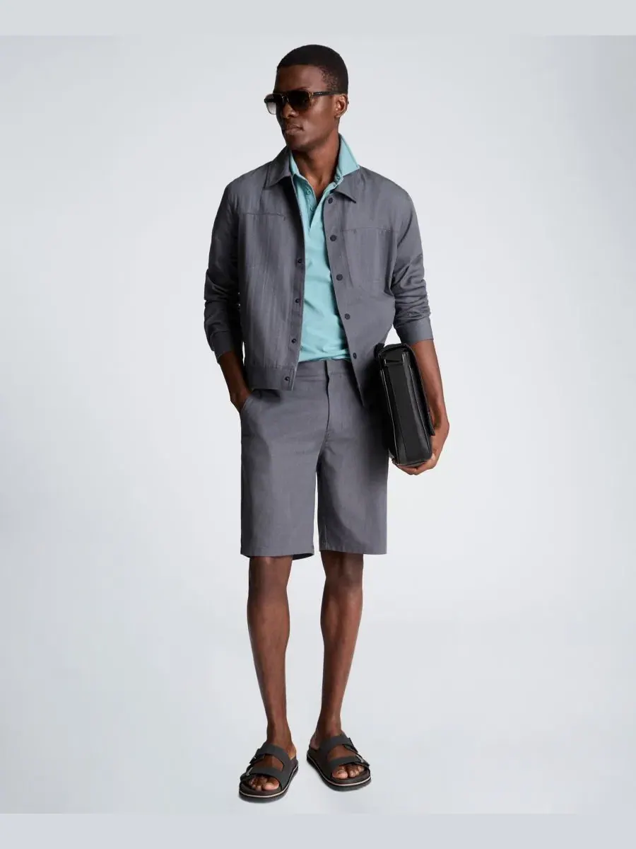 Мужская рубашка-поло с коротким рукавом, слим-фит Kenneth Cole — изображение 2 из 6, голубой