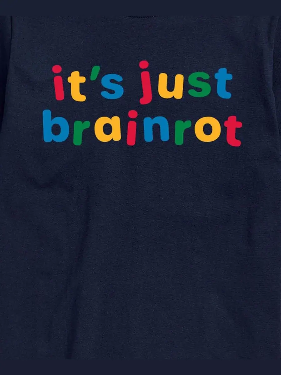 Футболка с коротким рукавом и принтом Just Brainrot AIRWAVES — изображение 3 из 3, темно-синий