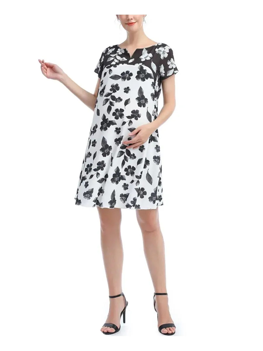 Платье-трапеция для кормления Arden Nursing A-Line Dress kimi + kai — изображение 1 из 3, черный/белый