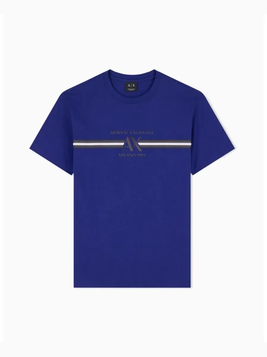 Футболка с полосой A|X Armani Exchange — изображение 1 из 7, синий