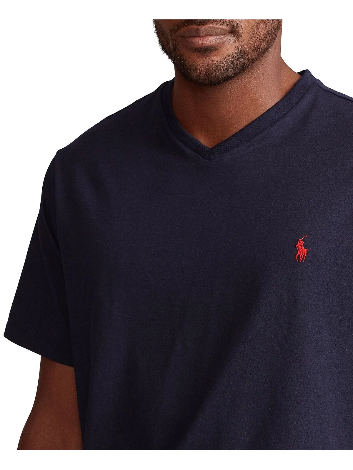 Мужская футболка классического кроя с v-образным вырезом Big & Tall Polo Ralph Lauren — изображение 3 из 4, чернильный