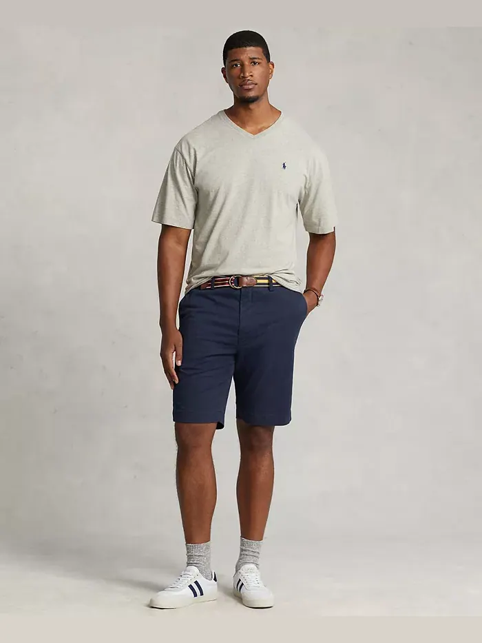 Мужская футболка с V-образным вырезом Big & Tall Classic Fit Polo Ralph Lauren — изображение 2 из 8, серый