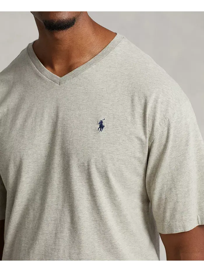 Мужская футболка с V-образным вырезом Big & Tall Classic Fit Polo Ralph Lauren — изображение 3 из 8, серый