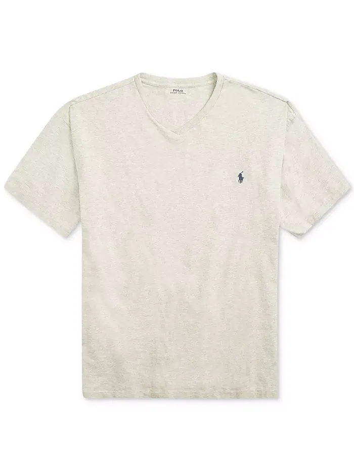 Мужская футболка с V-образным вырезом Big & Tall Classic Fit Polo Ralph Lauren — изображение 5 из 8, серый