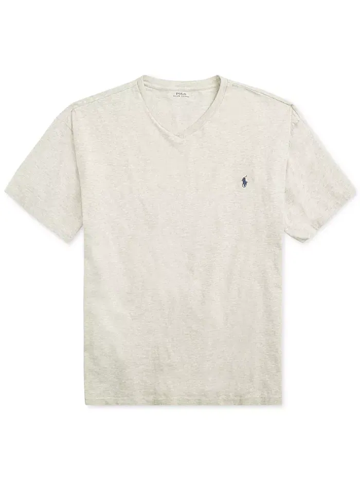 Мужская футболка с V-образным вырезом Big & Tall Classic Fit Polo Ralph Lauren — изображение 8 из 8, серый