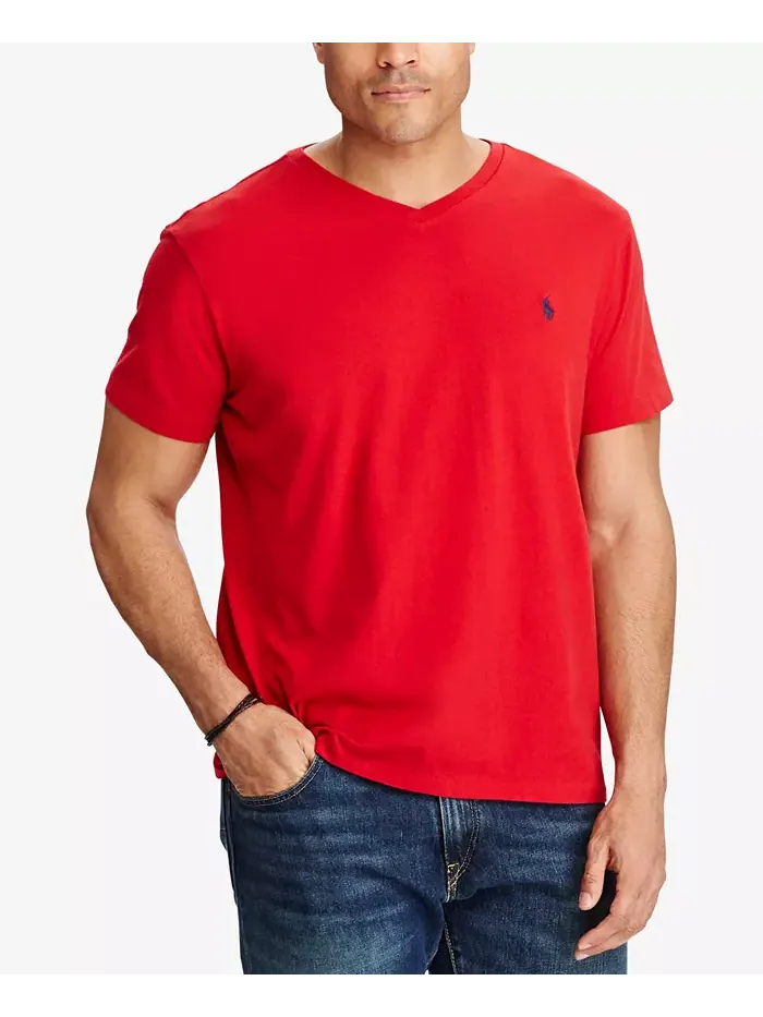 Мужская футболка с V-образным вырезом Big & Tall Classic Fit Polo Ralph Lauren — изображение 1 из 4, красный
