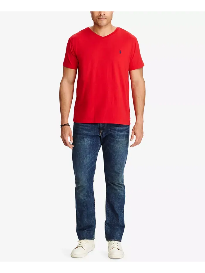 Мужская футболка с V-образным вырезом Big & Tall Classic Fit Polo Ralph Lauren — изображение 2 из 4, красный