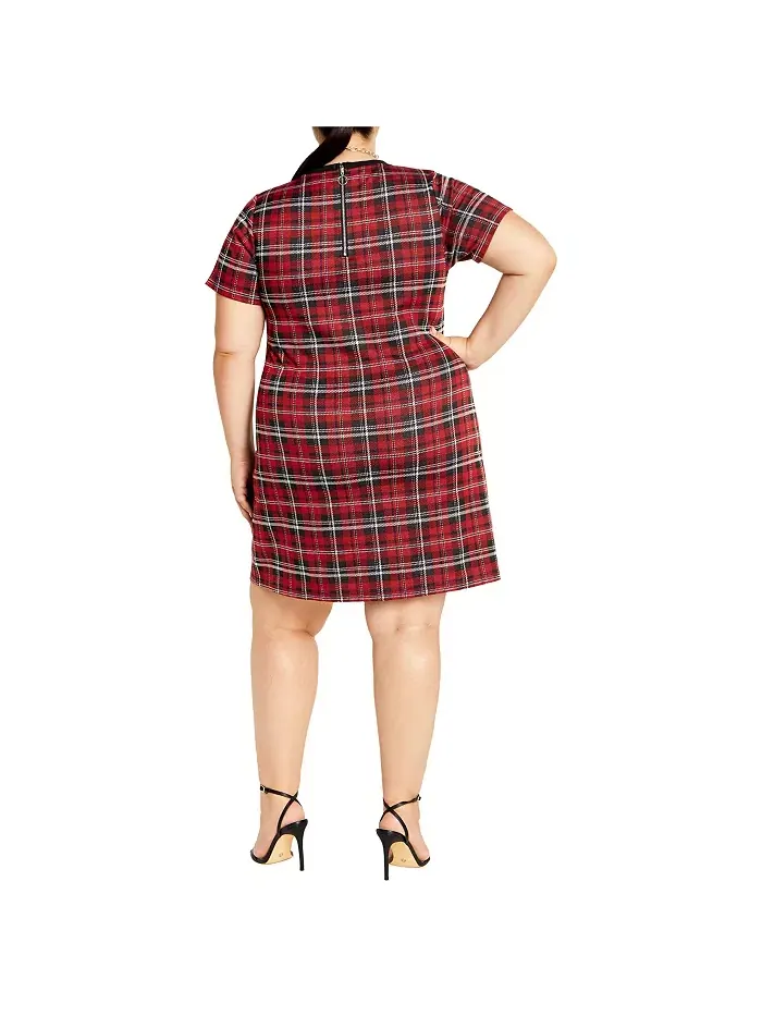 Мини-платье Love Shift размера плюс в клетку CITY CHIC — изображение 3 из 3, красный