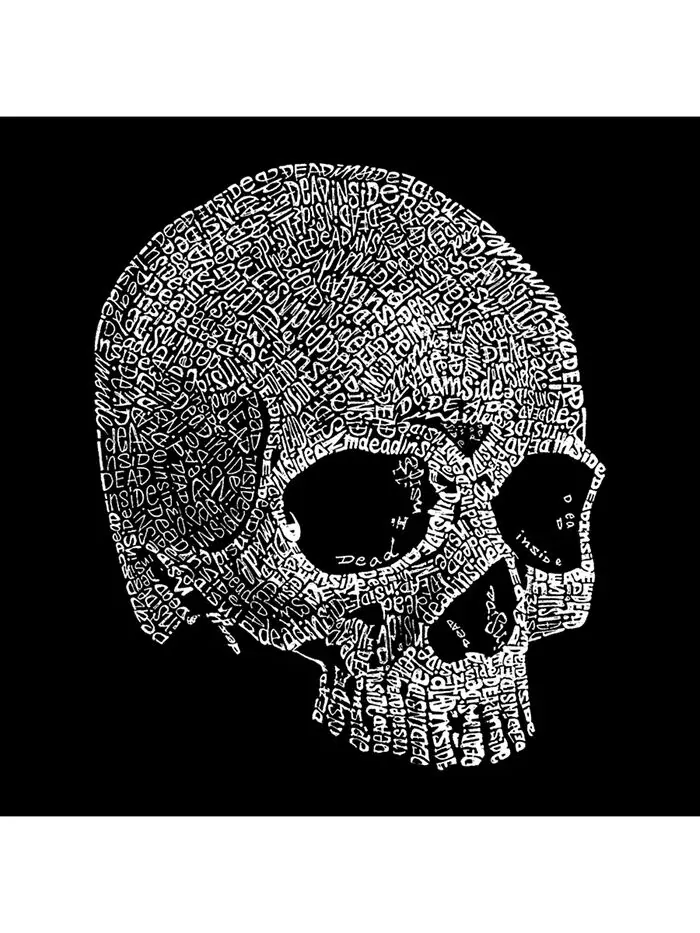 Мужская толстовка Word Art Dead Inside Skull с круглым вырезом LA Pop Art — изображение 2 из 2, черный
