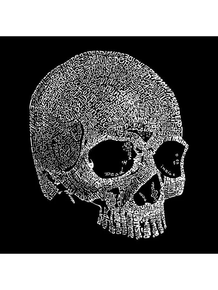 Мужская толстовка Word Art Dead Inside Skull с круглым вырезом LA Pop Art — изображение 2 из 2, серый