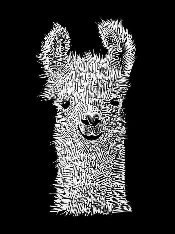 Женская толстовка с круглым вырезом и принтом ламы Word Art LA Pop Art — изображение 2 из 2, черный