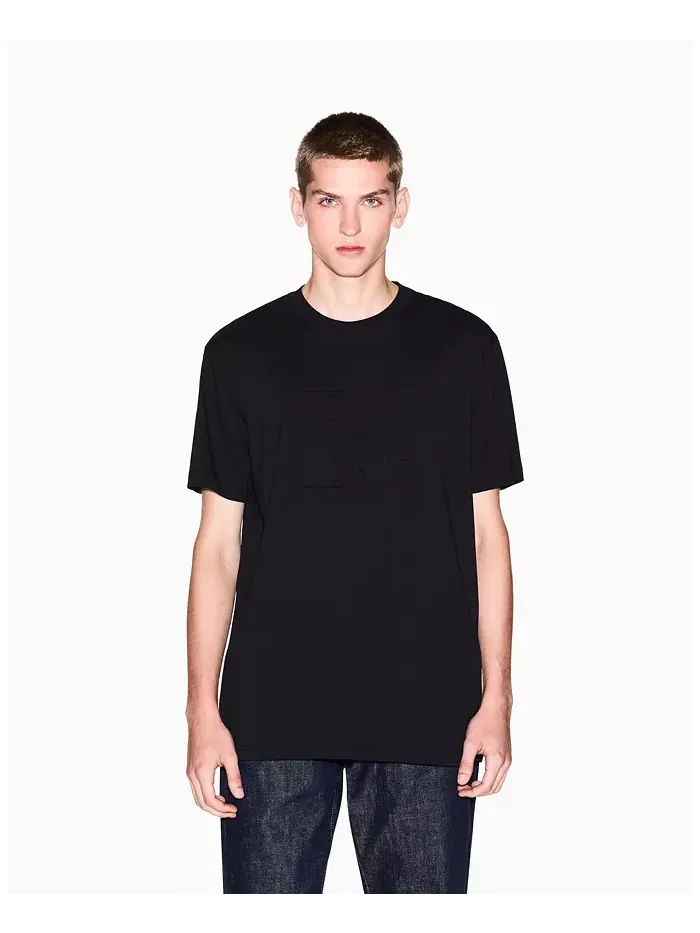 Мужская футболка с тональным принтом в виде сетки A|X Armani Exchange — изображение 1 из 5, черный