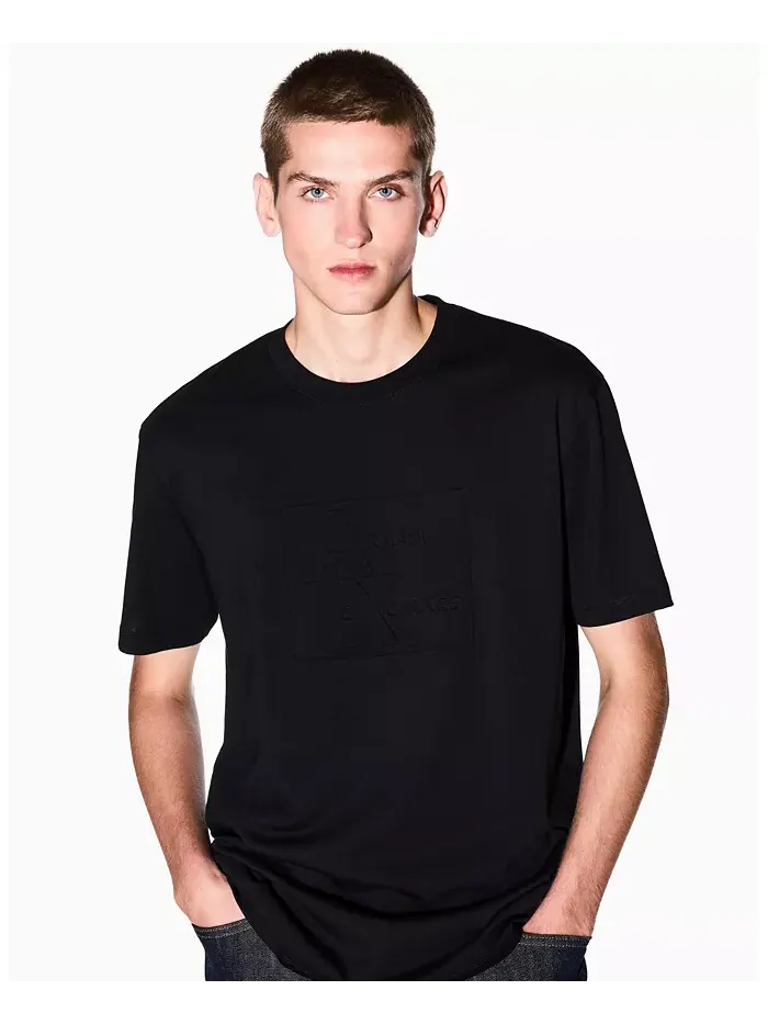 Мужская футболка с тональным принтом в виде сетки A|X Armani Exchange — изображение 4 из 5, черный