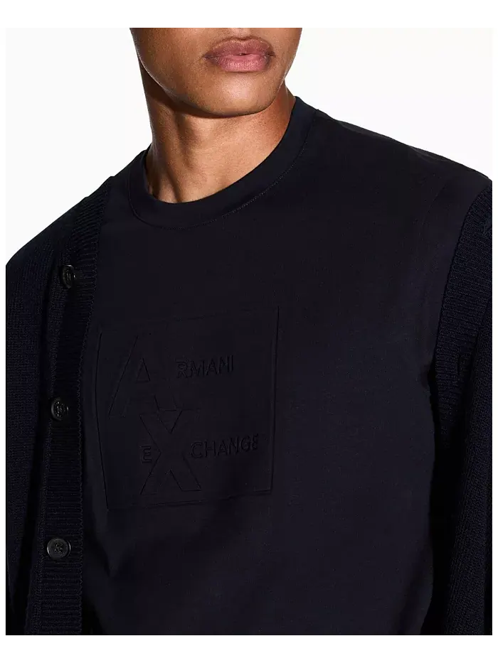 Мужская футболка с тональным принтом в виде сетки A|X Armani Exchange — изображение 4 из 5, синий
