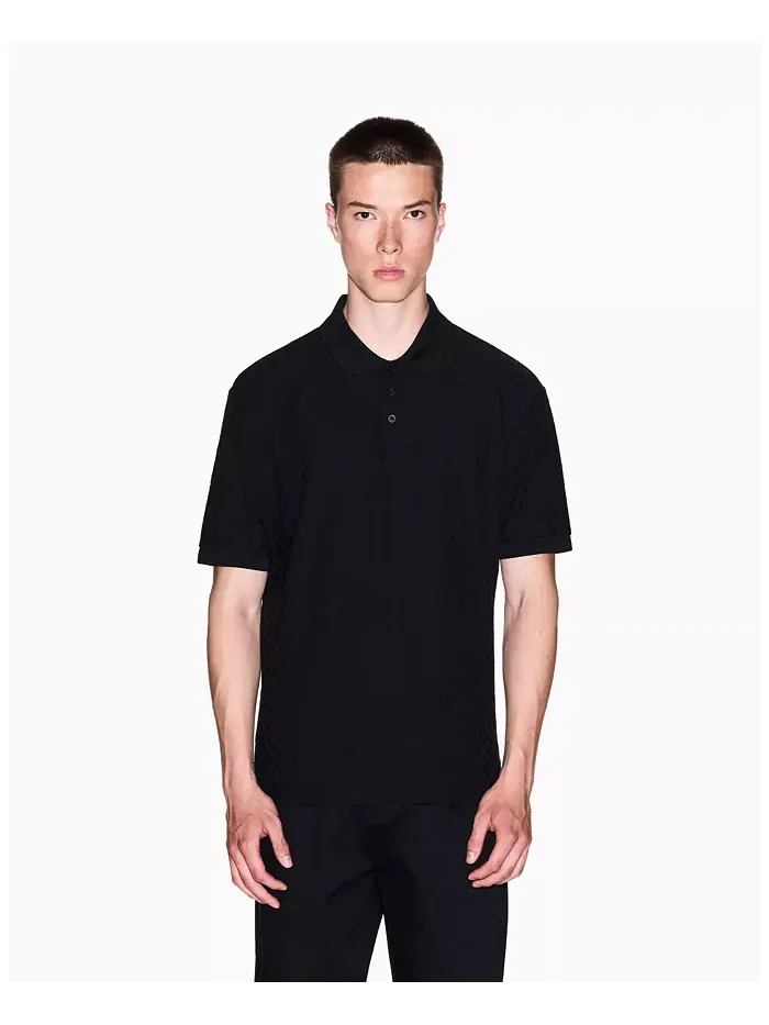 Мужская поло из мерсеризованного хлопка с жаккардовым логотипом A|X Armani Exchange — изображение 1 из 5, черный