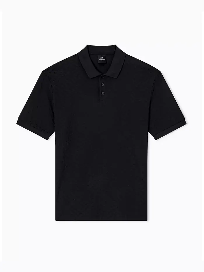 Мужская поло из мерсеризованного хлопка с жаккардовым логотипом A|X Armani Exchange — изображение 5 из 5, черный