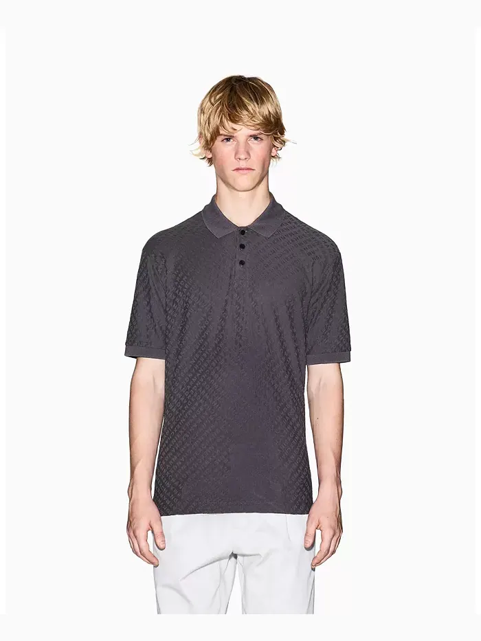 Мужская поло из мерсеризованного хлопка с жаккардовым логотипом A|X Armani Exchange — изображение 1 из 5, серый