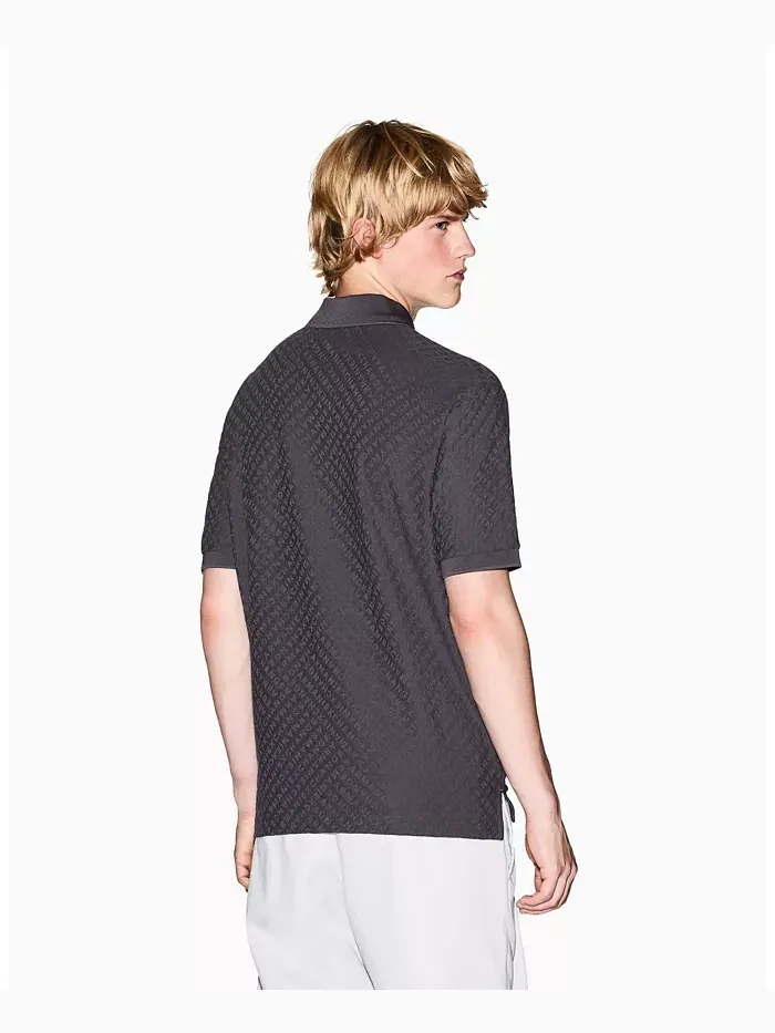 Мужская поло из мерсеризованного хлопка с жаккардовым логотипом A|X Armani Exchange — изображение 2 из 5, серый