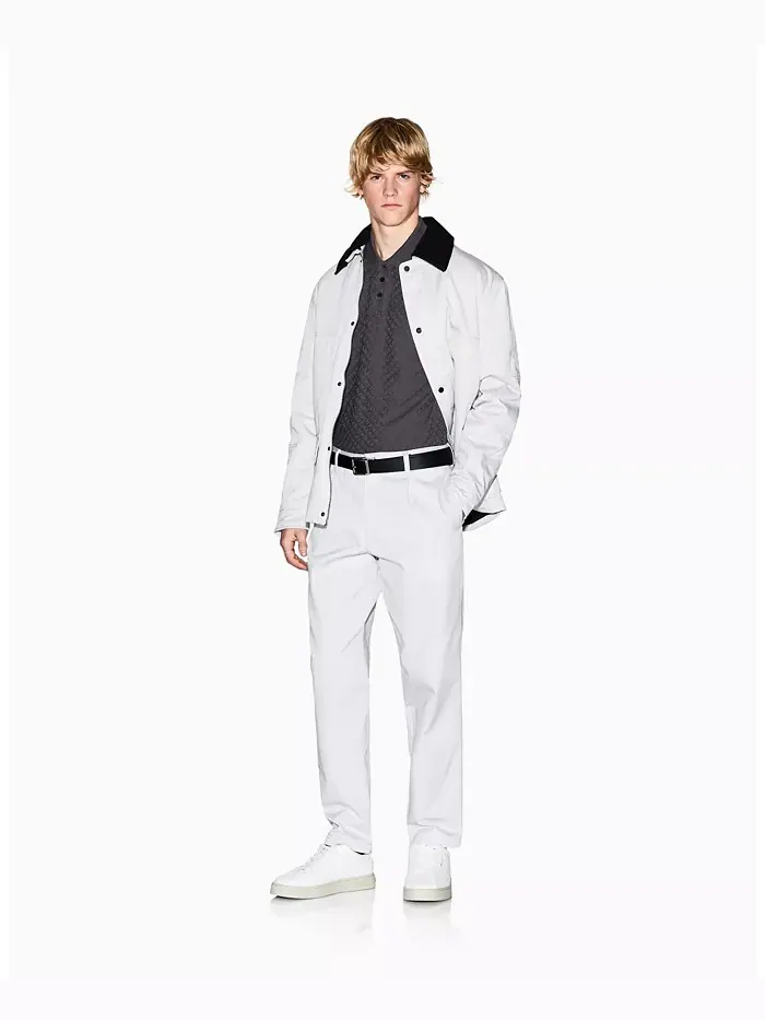 Мужская поло из мерсеризованного хлопка с жаккардовым логотипом A|X Armani Exchange — изображение 3 из 5, серый