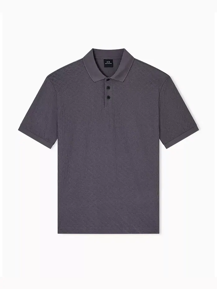 Мужская поло из мерсеризованного хлопка с жаккардовым логотипом A|X Armani Exchange — изображение 5 из 5, серый
