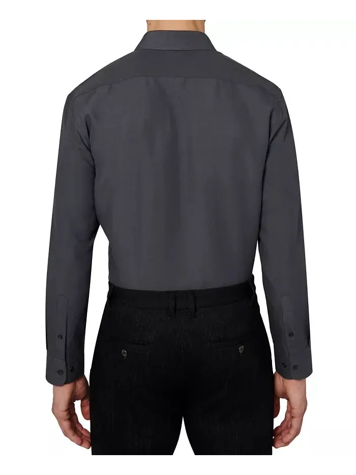 Мужская классическая рубашка Regular Fit Solid Wrinkle Free Performance Calabrum — изображение 3 из 6, темно-серый
