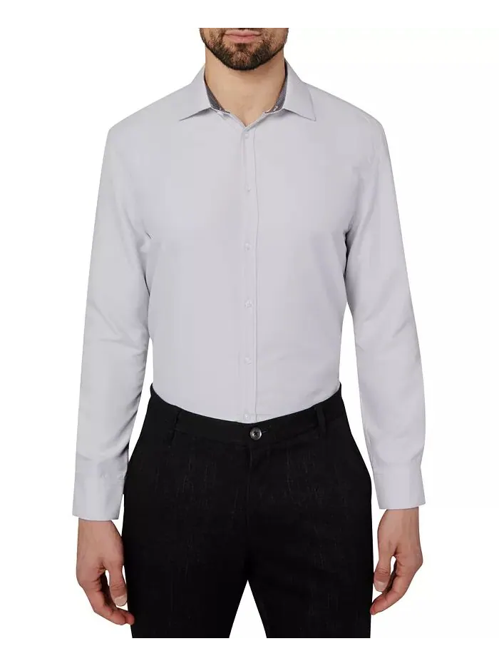 Мужская классическая рубашка Regular Fit Solid Wrinkle Free Performance Calabrum — изображение 2 из 6, серый