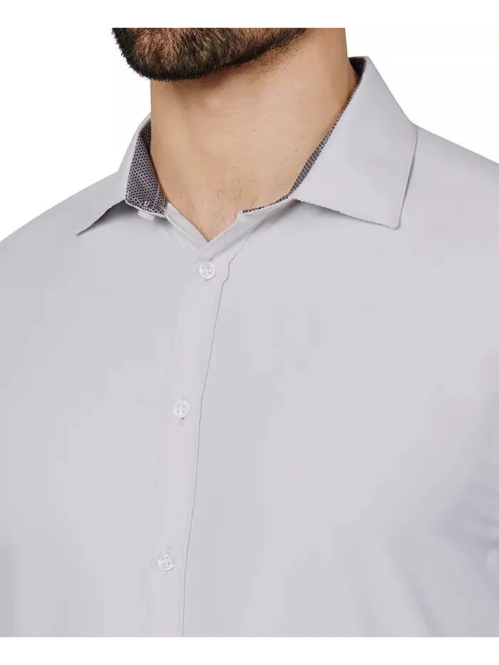 Мужская классическая рубашка Regular Fit Solid Wrinkle Free Performance Calabrum — изображение 4 из 6, серый