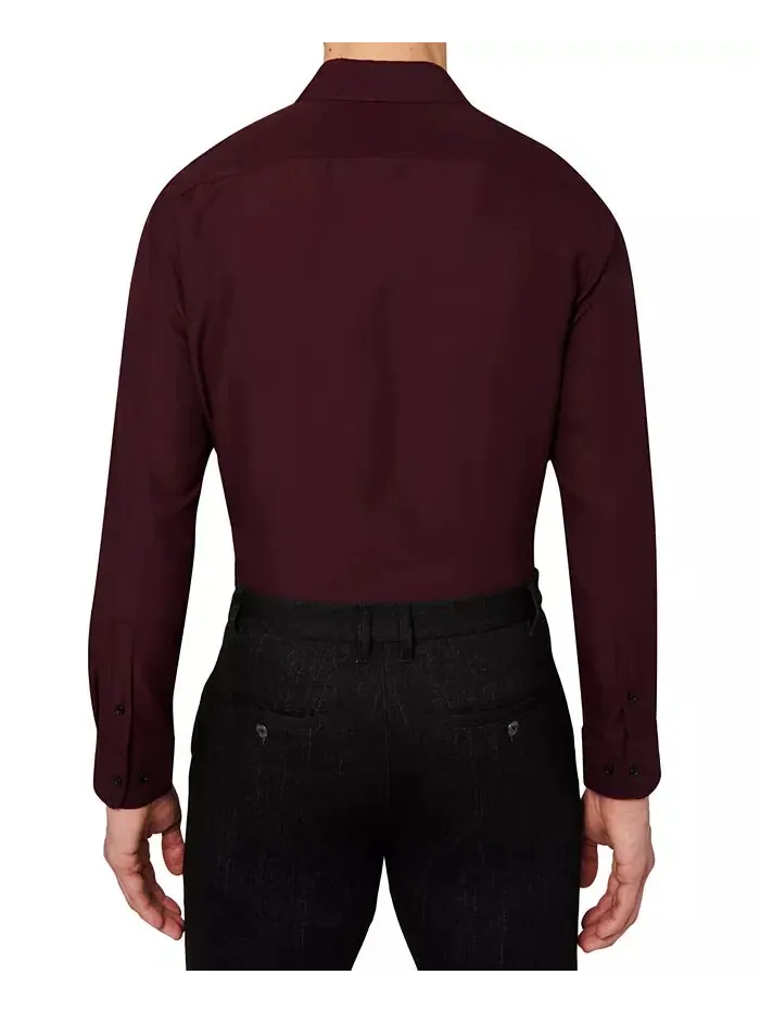 Мужская классическая рубашка Regular Fit Solid Wrinkle Free Performance Calabrum — изображение 3 из 6, бордовый