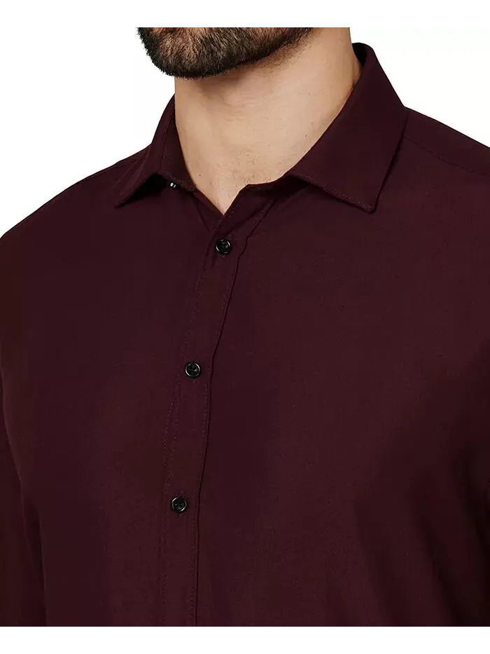 Мужская классическая рубашка Regular Fit Solid Wrinkle Free Performance Calabrum — изображение 4 из 6, бордовый