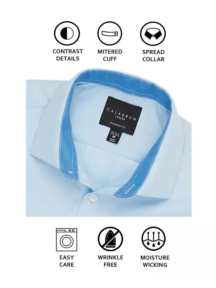 Мужская классическая рубашка Regular Fit Solid Wrinkle Free Performance Calabrum — изображение 6 из 6, бордовый