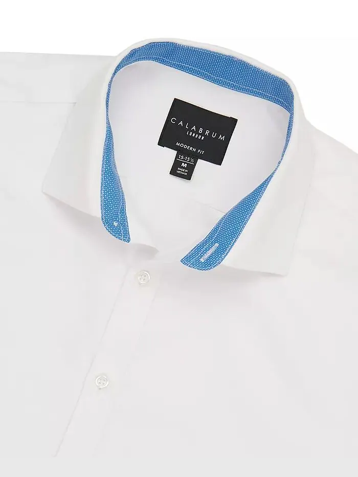 Мужская классическая рубашка Regular Fit Solid Wrinkle Free Performance Calabrum — белый