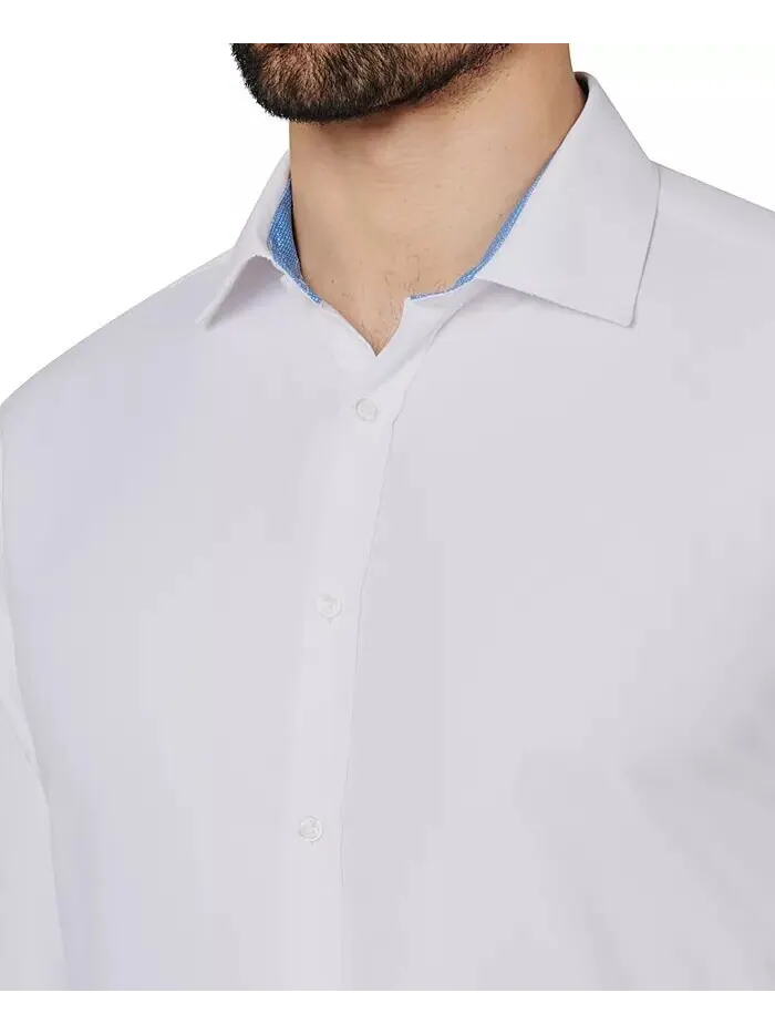 Мужская классическая рубашка Regular Fit Solid Wrinkle Free Performance Calabrum — изображение 4 из 6, белый