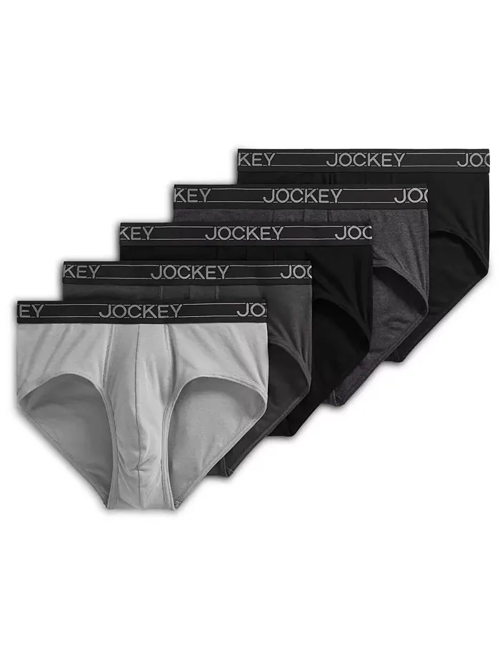 Мужские трусы-боксеры из легкой хлопковой смеси с логотипом, 5 шт Jockey — изображение 1 из 4, серый