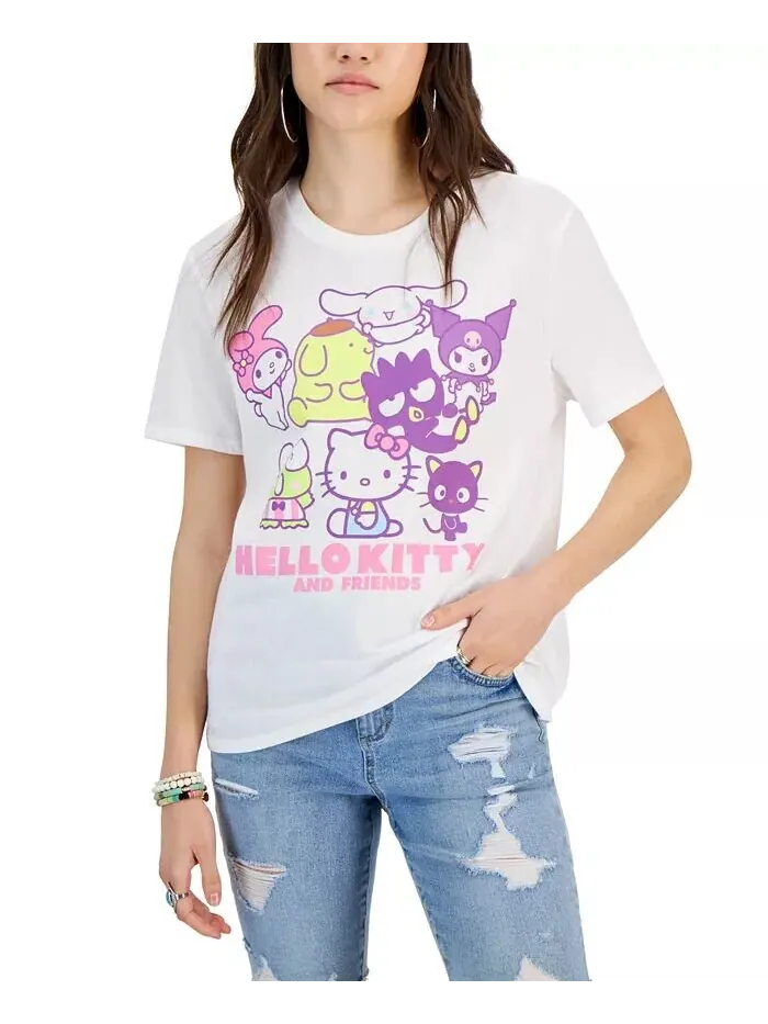 Детская футболка с рисунком Hello Kitty и друзей Love Tribe — белый