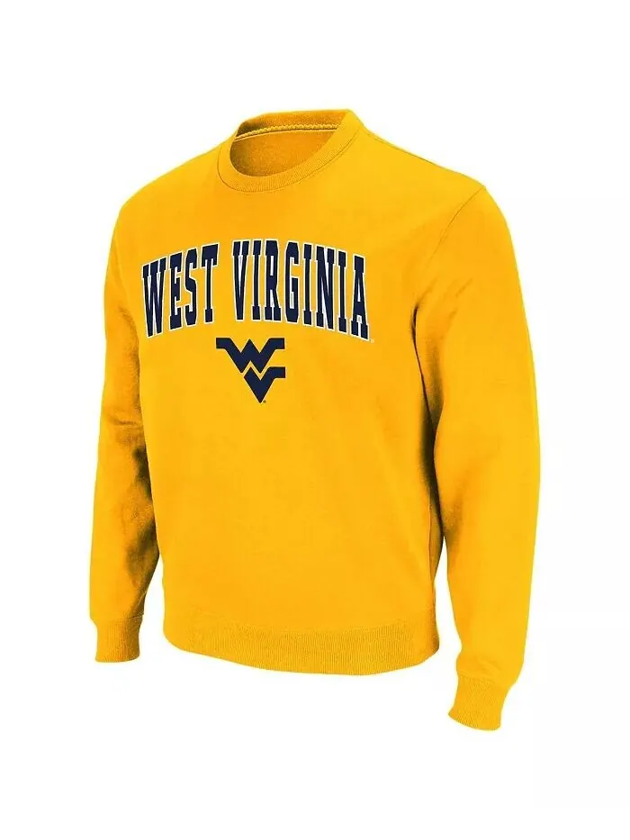 Мужская толстовка West Virginia Mountaineers Arch and Logo с круглым вырезом Colosseum — изображение 2 из 6, золото