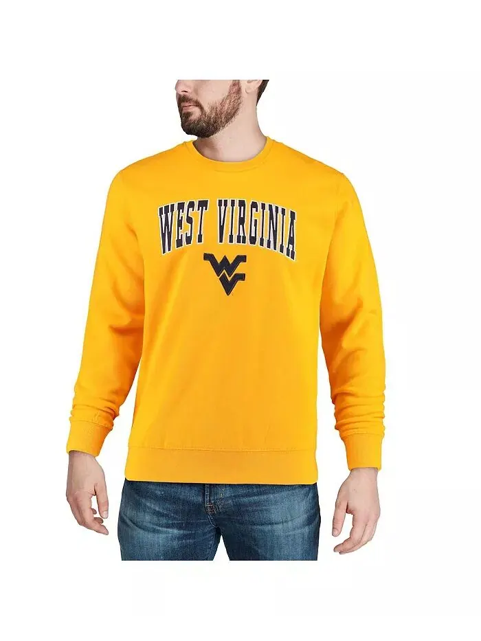 Мужская толстовка West Virginia Mountaineers Arch and Logo с круглым вырезом Colosseum — изображение 4 из 6, золото