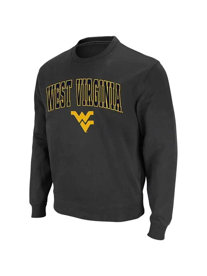 Мужская толстовка West Virginia Mountaineers Arch and Logo с круглым вырезом Colosseum — изображение 2 из 6, темно-серый