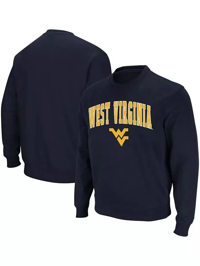 Мужская толстовка West Virginia Mountaineers Arch and Logo с круглым вырезом Colosseum — изображение 1 из 6, темно-синий